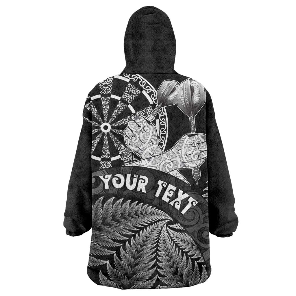Personalised New Zealand Aotearoa Darts Masters Wearable Blanket Hoodie Silver Fern and Maori Spirit LT03 - Polynesian Pride