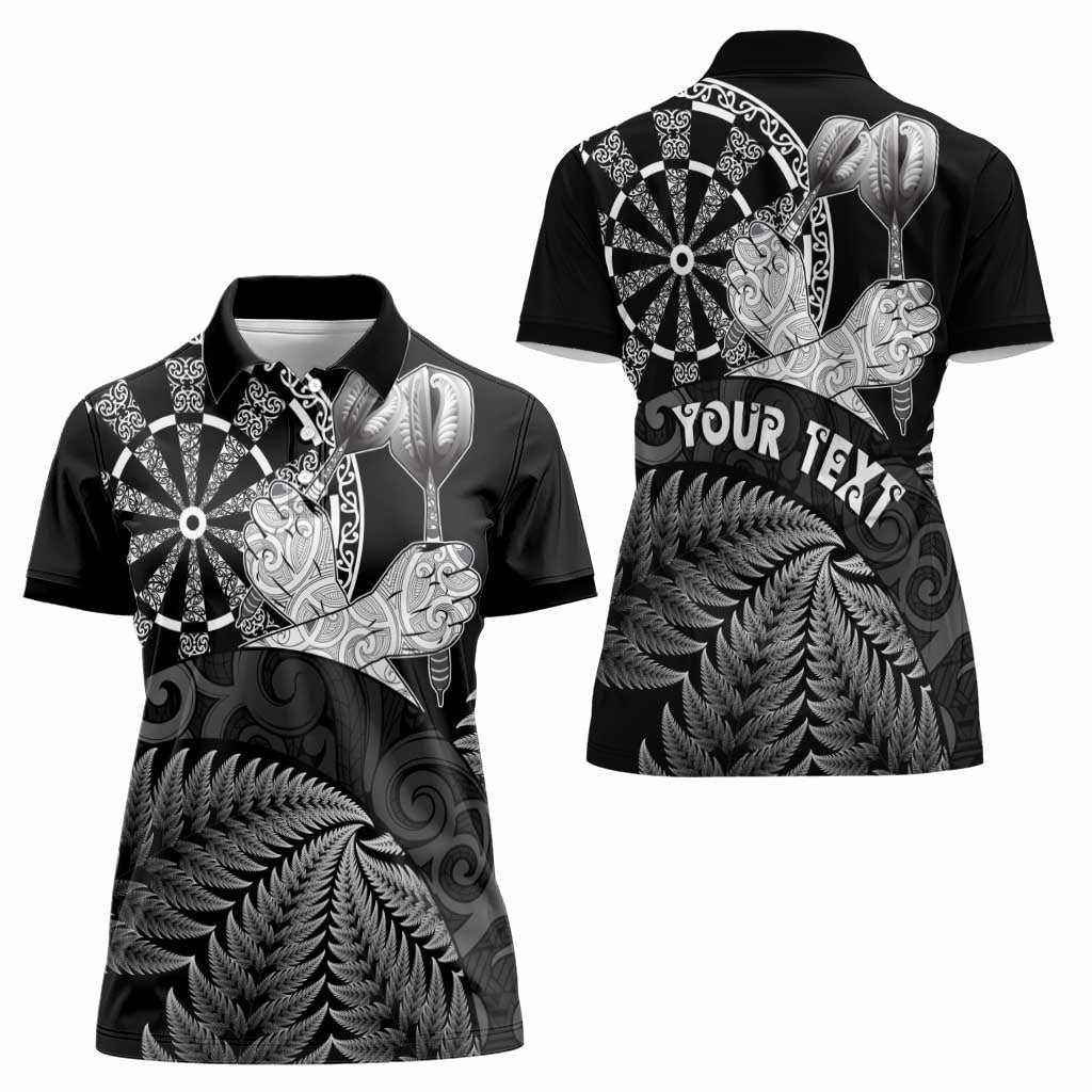 Personalised New Zealand Aotearoa Darts Masters Women Polo Shirt Silver Fern and Maori Spirit - Polynesian Pride