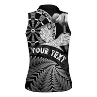 Personalised New Zealand Aotearoa Darts Masters Women Sleeveless Polo Shirt Silver Fern and Maori Spirit LT03 - Polynesian Pride