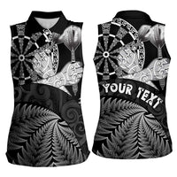 Personalised New Zealand Aotearoa Darts Masters Women Sleeveless Polo Shirt Silver Fern and Maori Spirit LT03 - Polynesian Pride