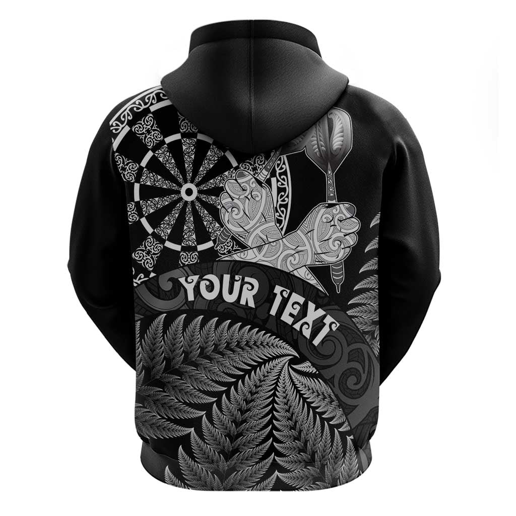 Personalised New Zealand Aotearoa Darts Masters Zip Hoodie Silver Fern and Maori Spirit LT03 - Polynesian Pride