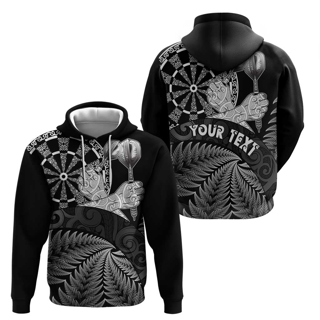 Personalised New Zealand Aotearoa Darts Masters Zip Hoodie Silver Fern and Maori Spirit LT03 - Polynesian Pride
