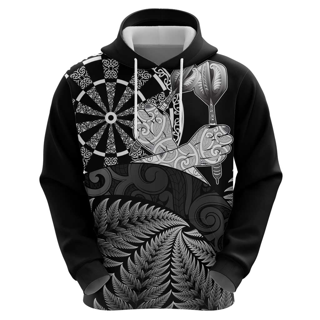 Personalised New Zealand Aotearoa Darts Masters Zip Hoodie Silver Fern and Maori Spirit LT03 - Polynesian Pride