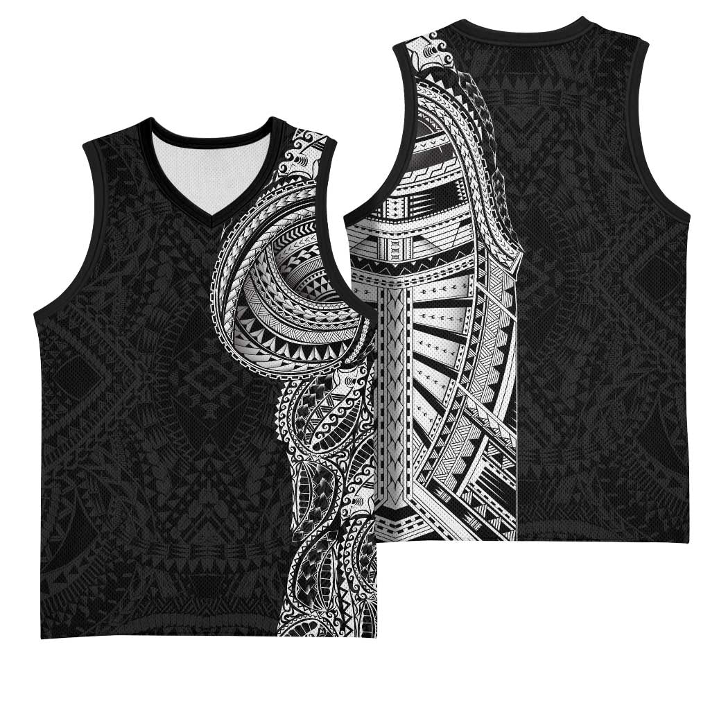 Traditional Polynesian Art Tattoos Basketball Jersey Black Color LT03 - Polynesian Pride