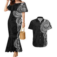 Traditional Polynesian Art Tattoos Couples Matching Mermaid Dress and Hawaiian Shirt Black Color LT03 Black - Polynesian Pride