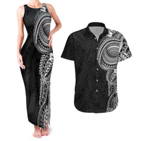 Traditional Polynesian Art Tattoos Couples Matching Tank Maxi Dress and Hawaiian Shirt Black Color LT03 Black - Polynesian Pride
