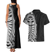 Traditional Polynesian Art Tattoos Couples Matching Tank Maxi Dress and Hawaiian Shirt Black Color LT03 - Polynesian Pride