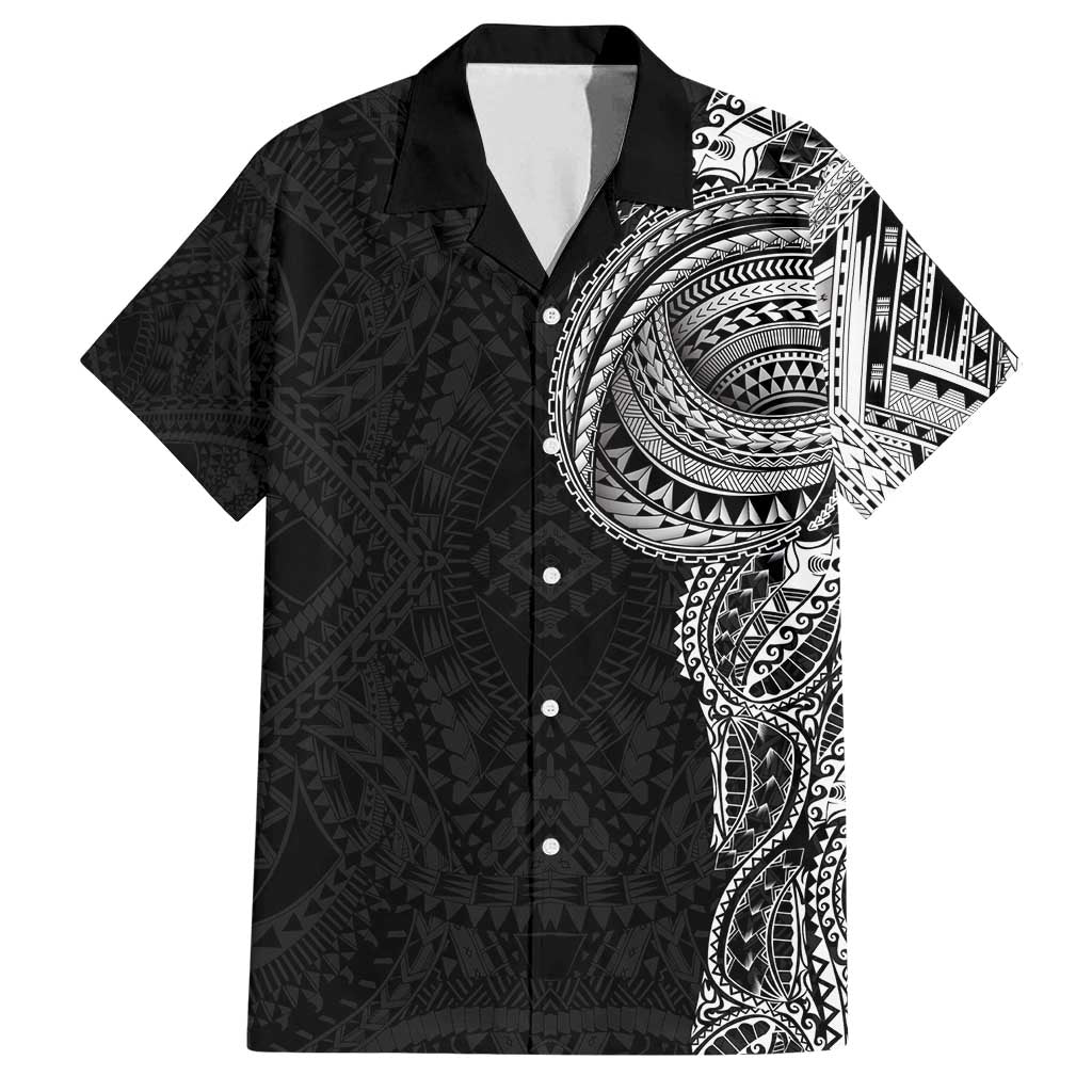Traditional Polynesian Art Tattoos Family Matching Long Sleeve Bodycon Dress and Hawaiian Shirt Black Color LT03 Dad's Shirt - Short Sleeve Black - Polynesian Pride