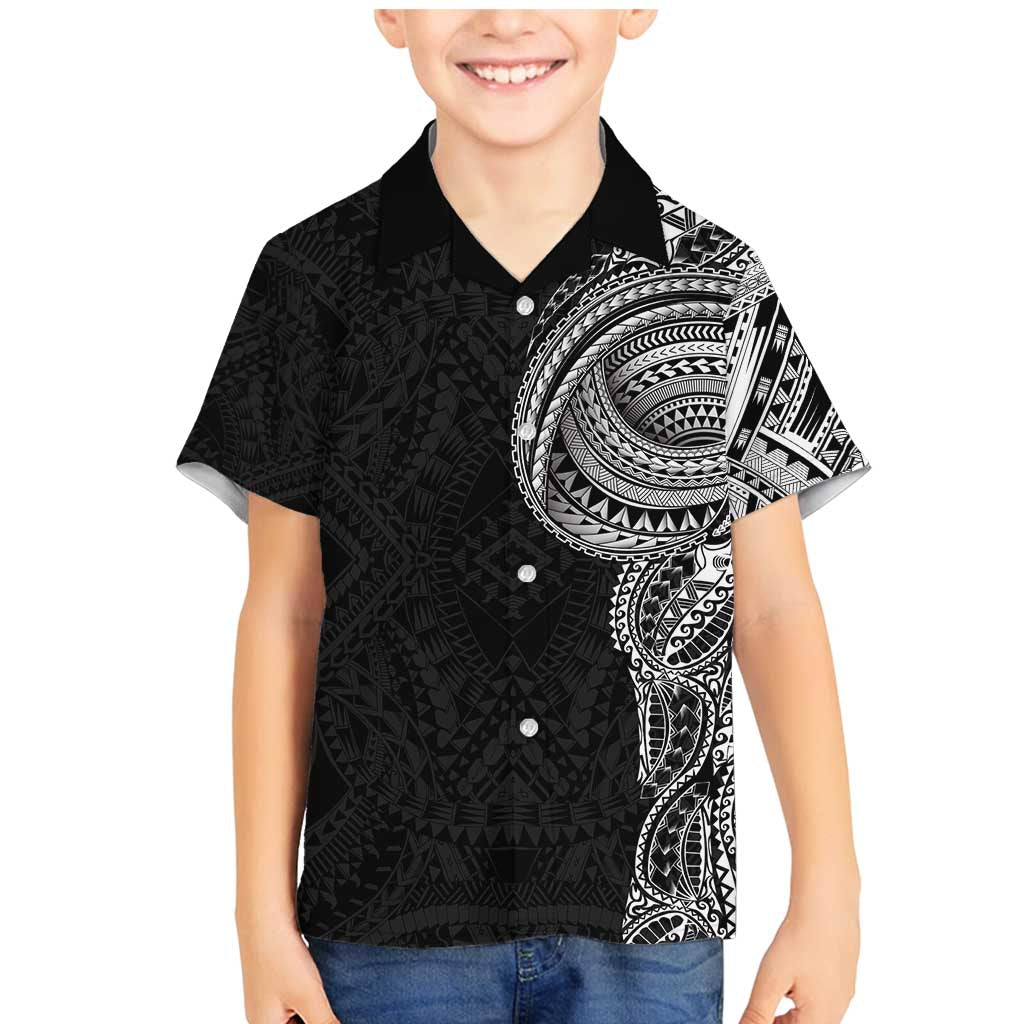 Traditional Polynesian Art Tattoos Family Matching Mermaid Dress and Hawaiian Shirt Black Color LT03 Son's Shirt Black - Polynesian Pride