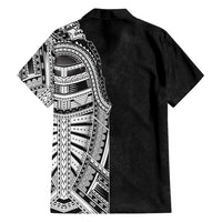 Traditional Polynesian Art Tattoos Family Matching Off Shoulder Short Dress and Hawaiian Shirt Black Color LT03 - Polynesian Pride
