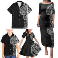 Traditional Polynesian Art Tattoos Family Matching Puletasi and Hawaiian Shirt Black Color LT03 - Polynesian Pride