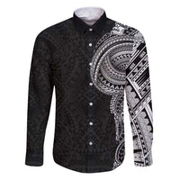 Traditional Polynesian Art Tattoos Family Matching Puletasi and Hawaiian Shirt Black Color LT03 Dad's Shirt - Long Sleeve Black - Polynesian Pride