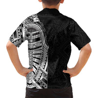 Traditional Polynesian Art Tattoos Family Matching Short Sleeve Bodycon Dress and Hawaiian Shirt Black Color LT03 - Polynesian Pride