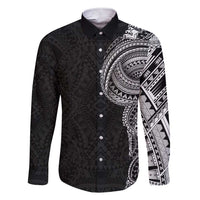 Traditional Polynesian Art Tattoos Family Matching Short Sleeve Bodycon Dress and Hawaiian Shirt Black Color LT03 Dad's Shirt - Long Sleeve Black - Polynesian Pride