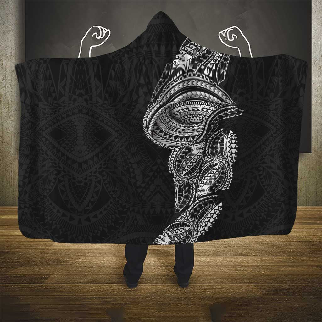 Traditional Polynesian Art Tattoos Hooded Blanket Black Color LT03 - Polynesian Pride