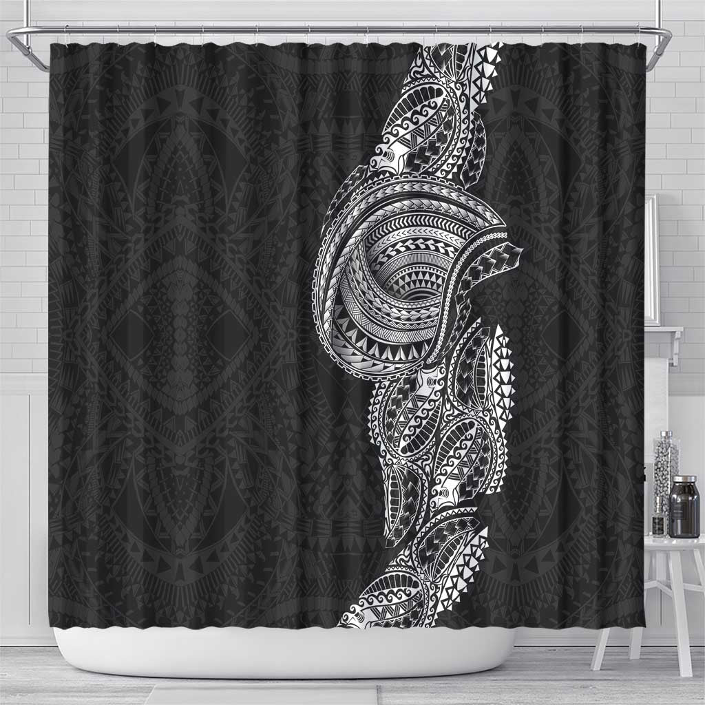 Traditional Polynesian Art Tattoos Shower Curtain Black Color LT03 - Polynesian Pride