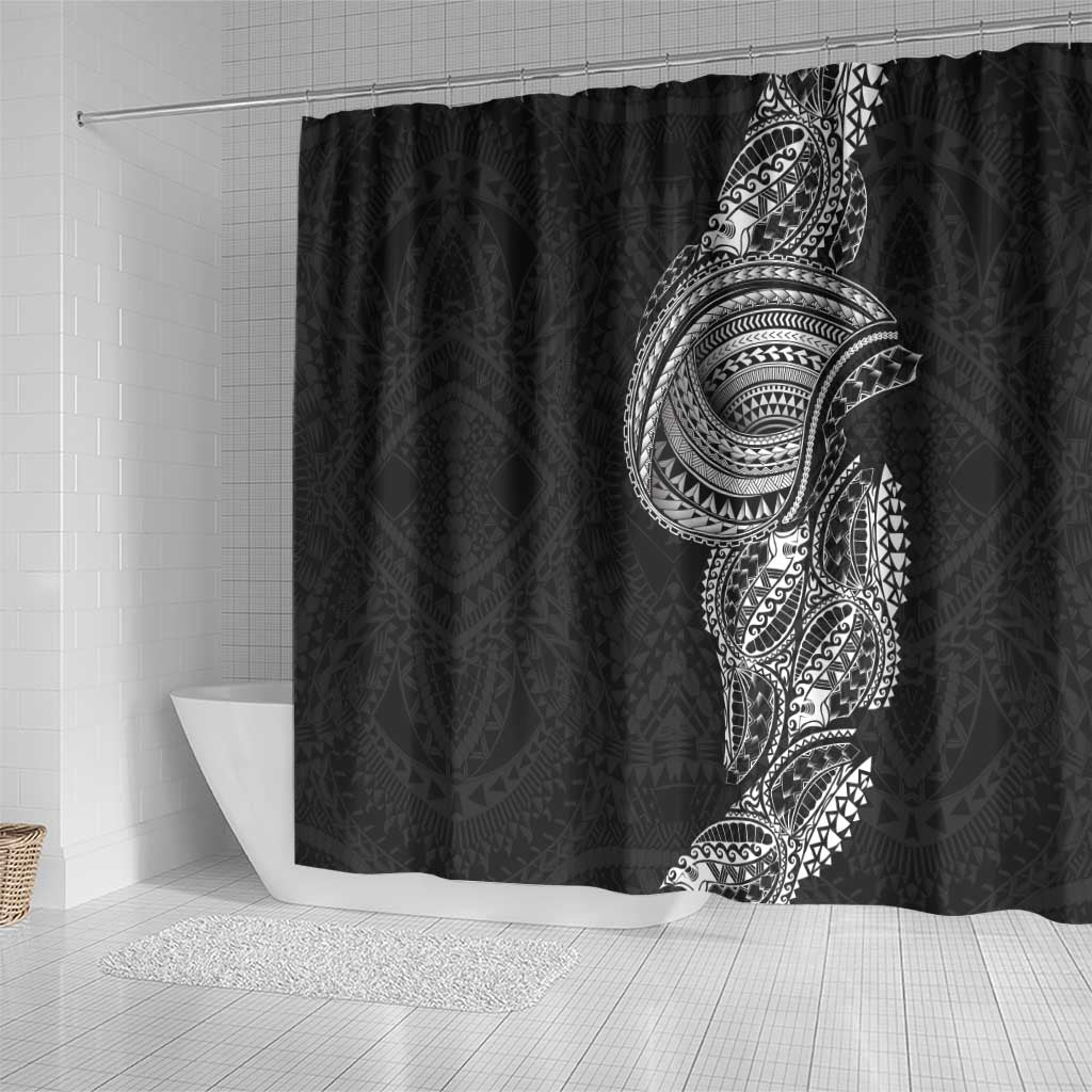 Traditional Polynesian Art Tattoos Shower Curtain Black Color LT03 - Polynesian Pride