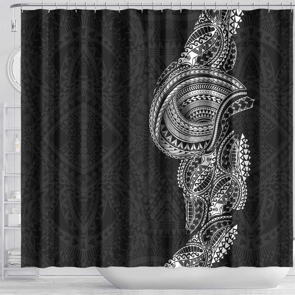 Traditional Polynesian Art Tattoos Shower Curtain Black Color LT03 - Polynesian Pride