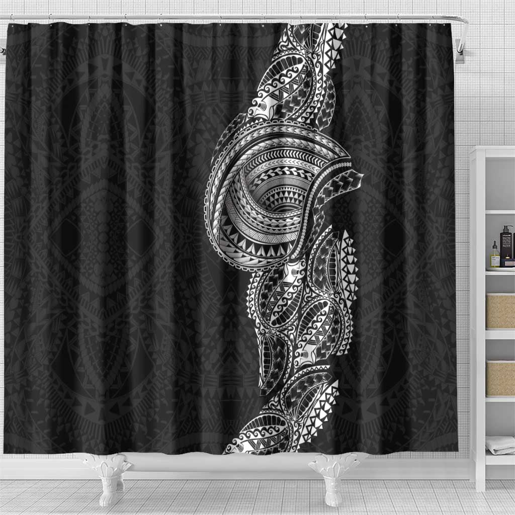 Traditional Polynesian Art Tattoos Shower Curtain Black Color LT03 - Polynesian Pride