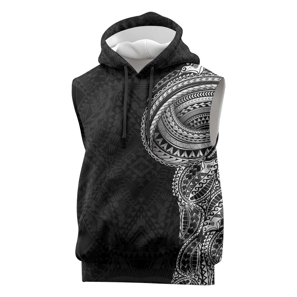 Traditional Polynesian Art Tattoos Sleeveless Hoodie Black Color LT03 Black - Polynesian Pride