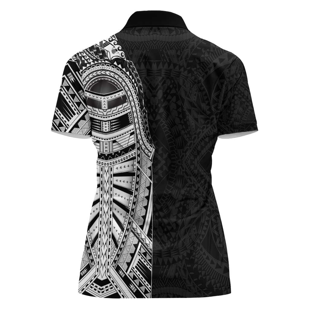 Traditional Polynesian Art Tattoos Women Polo Shirt Black Color - Polynesian Pride