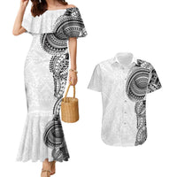 Traditional Polynesian Art Tattoos Couples Matching Mermaid Dress and Hawaiian Shirt White Color LT03 White - Polynesian Pride