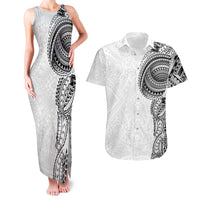 Traditional Polynesian Art Tattoos Couples Matching Tank Maxi Dress and Hawaiian Shirt White Color LT03 White - Polynesian Pride