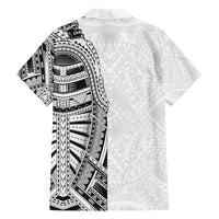 Traditional Polynesian Art Tattoos Family Matching Long Sleeve Bodycon Dress and Hawaiian Shirt White Color LT03 - Polynesian Pride