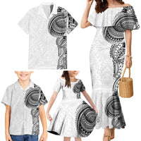 Traditional Polynesian Art Tattoos Family Matching Mermaid Dress and Hawaiian Shirt White Color LT03 - Polynesian Pride