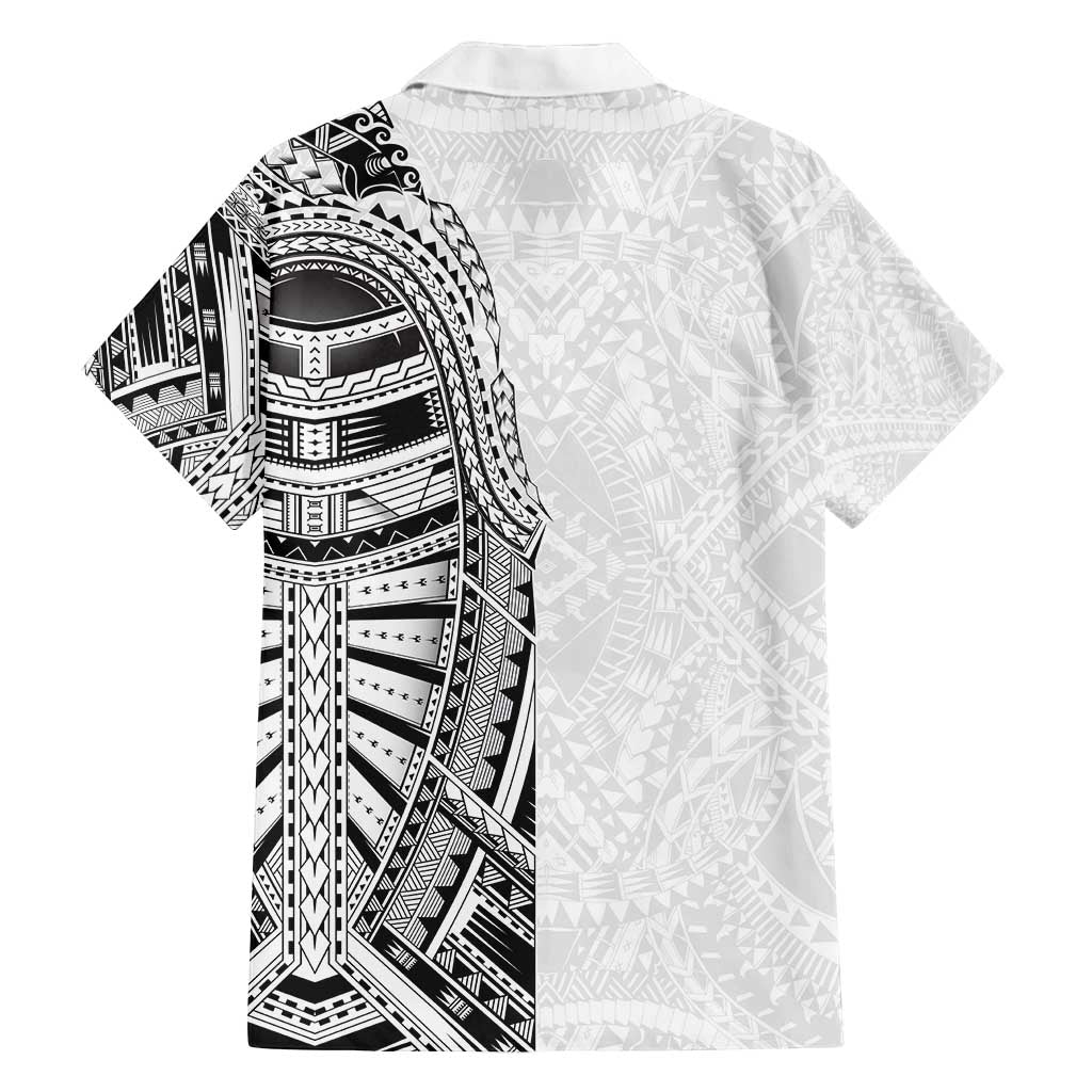 Traditional Polynesian Art Tattoos Family Matching Off Shoulder Maxi Dress and Hawaiian Shirt White Color LT03 - Polynesian Pride