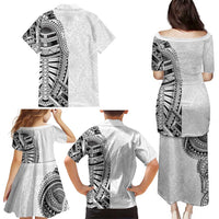 Traditional Polynesian Art Tattoos Family Matching Puletasi and Hawaiian Shirt White Color LT03 - Polynesian Pride