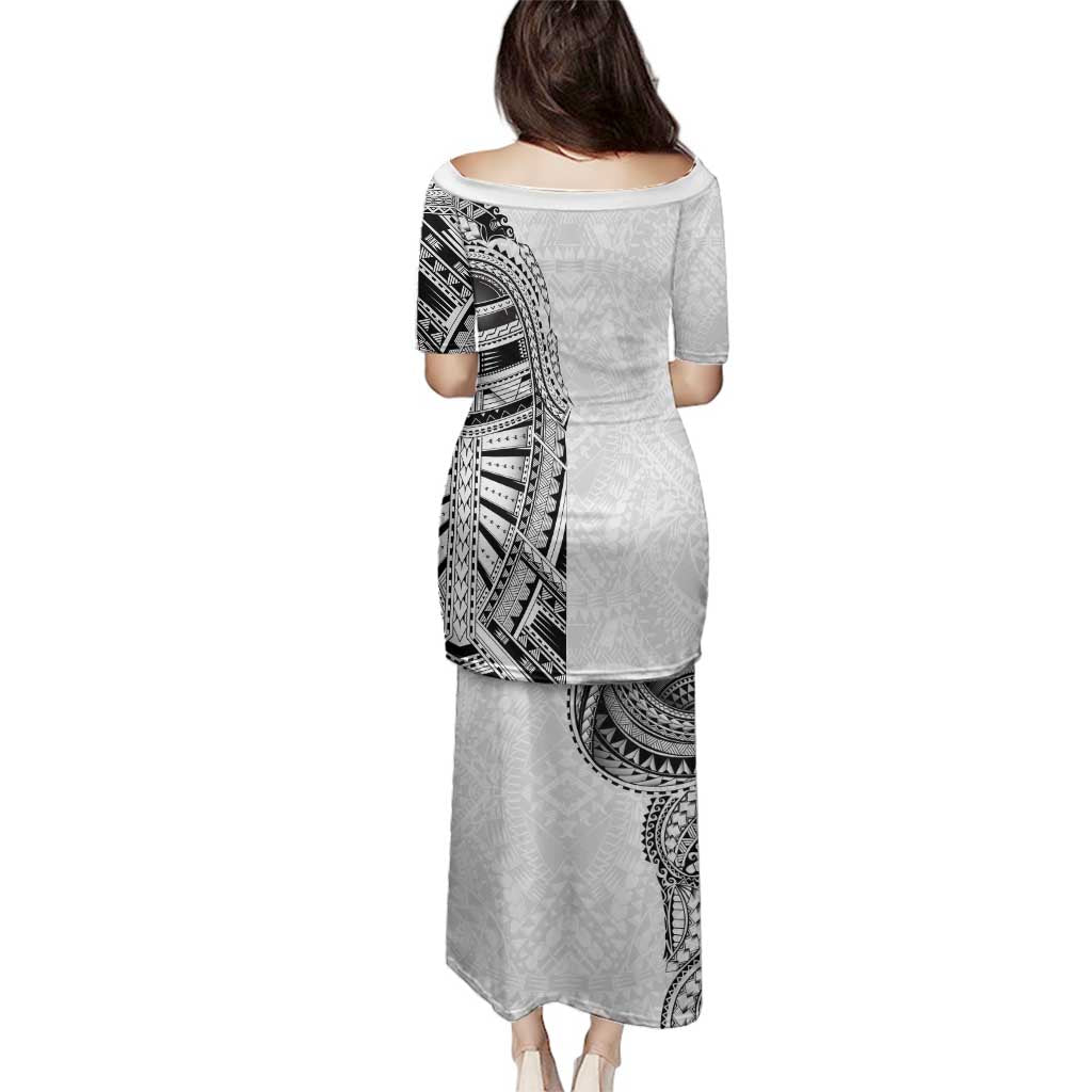 Traditional Polynesian Art Tattoos Family Matching Puletasi and Hawaiian Shirt White Color LT03 - Polynesian Pride