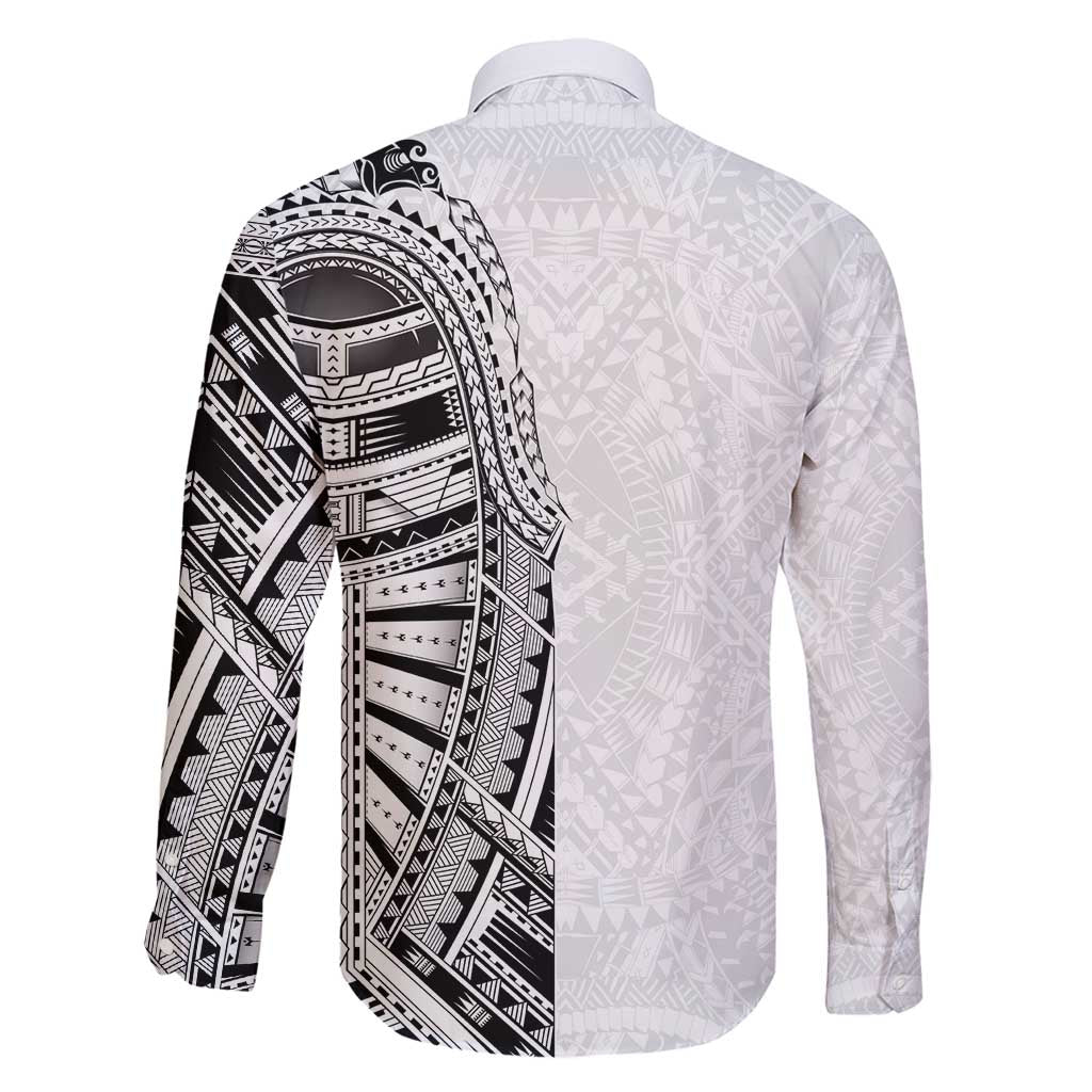 Traditional Polynesian Art Tattoos Family Matching Summer Maxi Dress and Hawaiian Shirt White Color LT03 - Polynesian Pride