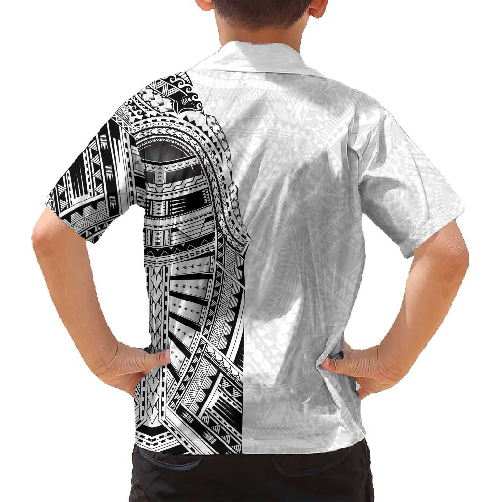 Traditional Polynesian Art Tattoos Family Matching Tank Maxi Dress and Hawaiian Shirt White Color LT03 - Polynesian Pride