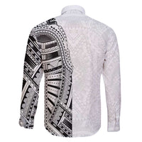 Traditional Polynesian Art Tattoos Family Matching Tank Maxi Dress and Hawaiian Shirt White Color LT03 - Polynesian Pride