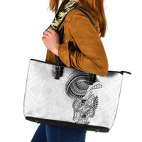 Traditional Polynesian Art Tattoos Leather Tote Bag White Color LT03 White - Polynesian Pride