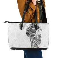 Traditional Polynesian Art Tattoos Leather Tote Bag White Color LT03 - Polynesian Pride