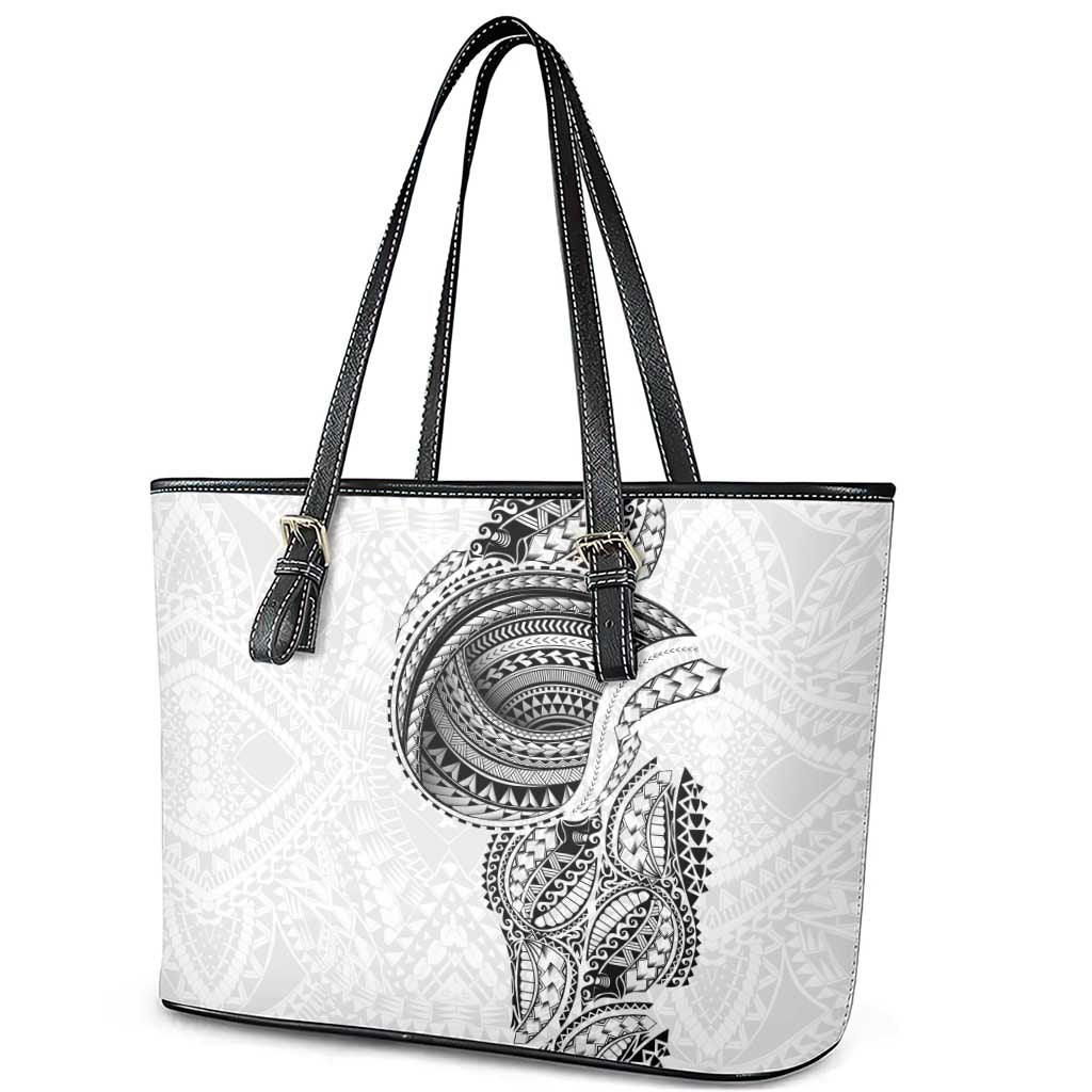 Traditional Polynesian Art Tattoos Leather Tote Bag White Color LT03 - Polynesian Pride