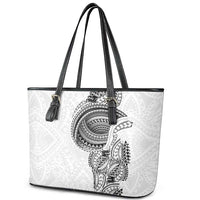 Traditional Polynesian Art Tattoos Leather Tote Bag White Color LT03 - Polynesian Pride