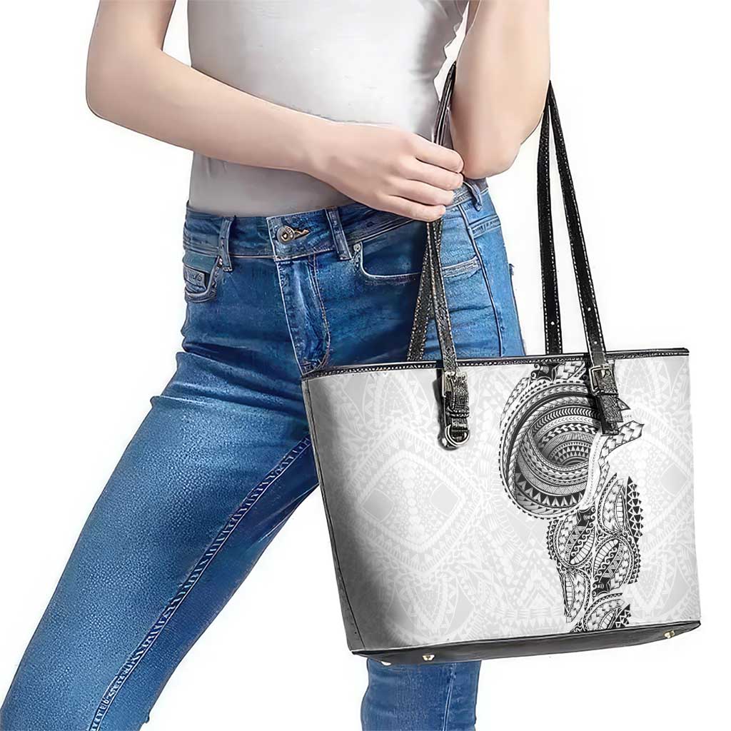 Traditional Polynesian Art Tattoos Leather Tote Bag White Color LT03 - Polynesian Pride