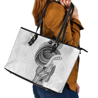 Traditional Polynesian Art Tattoos Leather Tote Bag White Color LT03 - Polynesian Pride