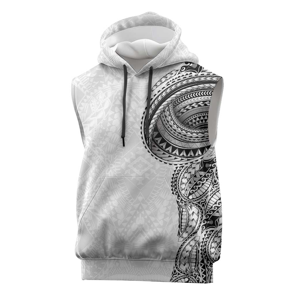 Traditional Polynesian Art Tattoos Sleeveless Hoodie White Color LT03 White - Polynesian Pride