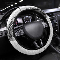 Traditional Polynesian Art Tattoos Steering Wheel Cover White Color LT03 Universal Fit White - Polynesian Pride