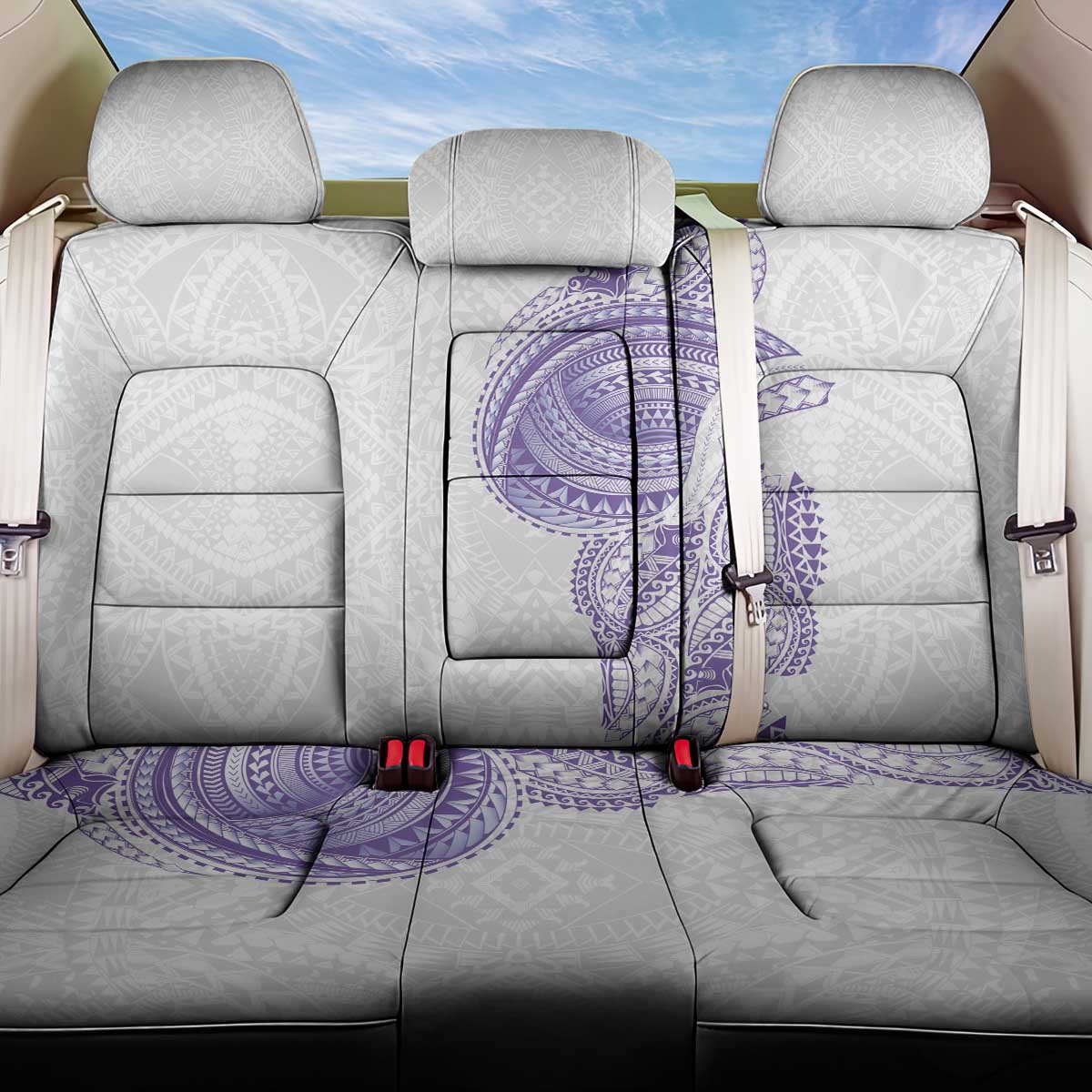 Traditional Polynesian Art Tattoos Back Car Seat Cover Purple Color LT03 One Size Purple - Polynesian Pride