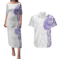 Traditional Polynesian Art Tattoos Couples Matching Puletasi and Hawaiian Shirt Purple Color LT03 Purple - Polynesian Pride