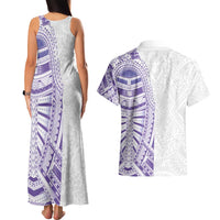 Traditional Polynesian Art Tattoos Couples Matching Tank Maxi Dress and Hawaiian Shirt Purple Color LT03 - Polynesian Pride