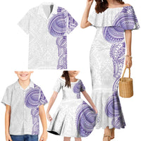 Traditional Polynesian Art Tattoos Family Matching Mermaid Dress and Hawaiian Shirt Purple Color LT03 - Polynesian Pride