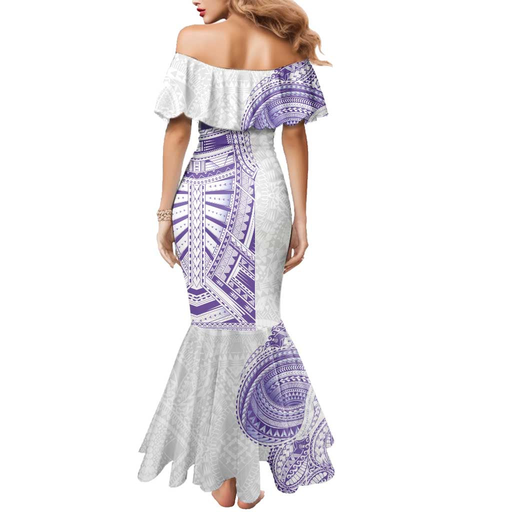 Traditional Polynesian Art Tattoos Family Matching Mermaid Dress and Hawaiian Shirt Purple Color LT03 - Polynesian Pride