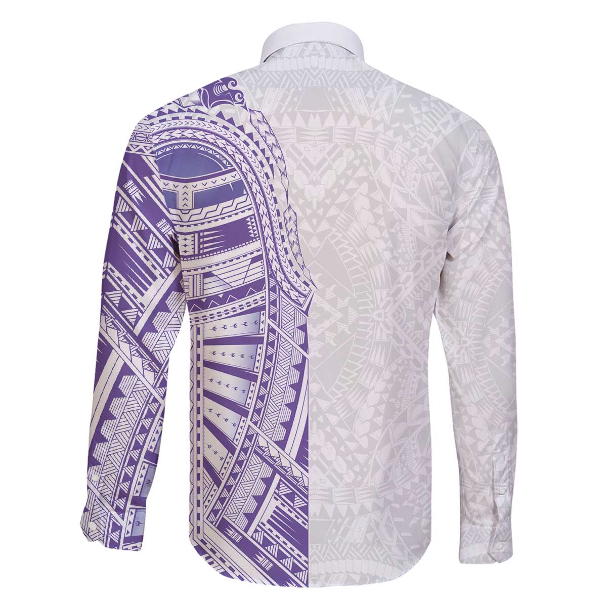 Traditional Polynesian Art Tattoos Family Matching Off The Shoulder Long Sleeve Dress and Hawaiian Shirt Purple Color LT03 - Polynesian Pride
