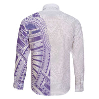 Traditional Polynesian Art Tattoos Family Matching Short Sleeve Bodycon Dress and Hawaiian Shirt Purple Color LT03 - Polynesian Pride